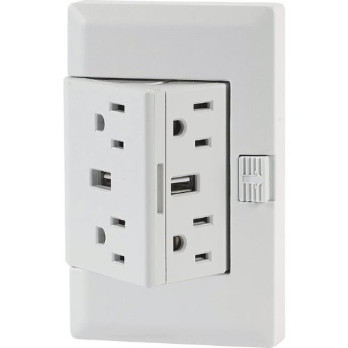 OUTUN15T-WH theOUTlet 2.1A/15A Permanent Outlet Extender charging outlet usb