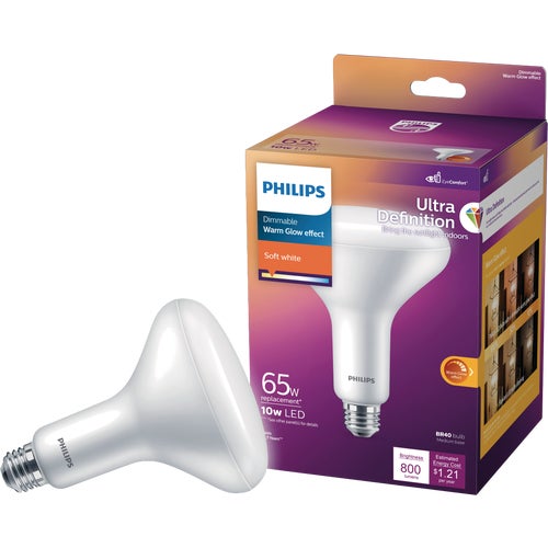 576512 Philips Warm Glow Ultra Definition BR40 Medium Dimmable LED Floodlight Light Bulb