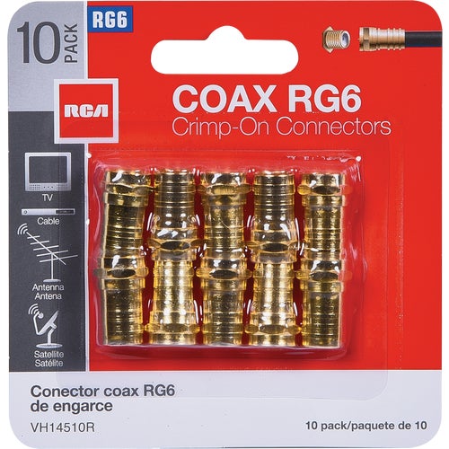 VH14510R RCA RG6 Crimp-On Coaxial F-Connector