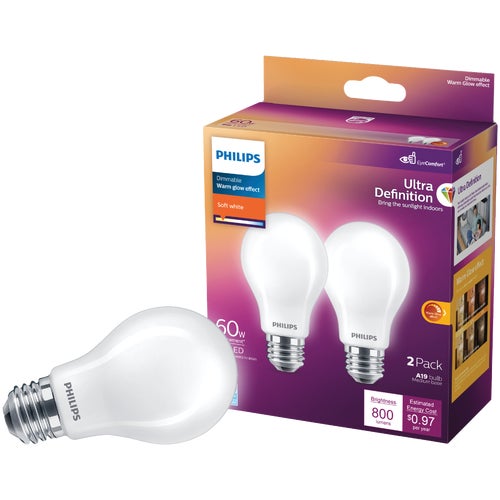 573436 Philips Ultra Definition Warm Glow LED A19 Light Bulb