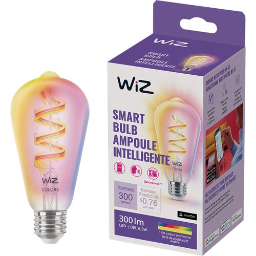 604710 Wiz ST19 Color Filament Smart LED Light Bulb