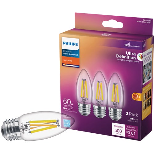 573378 Philips Ultra Definition B11 Medium LED Decorative Light Bulb