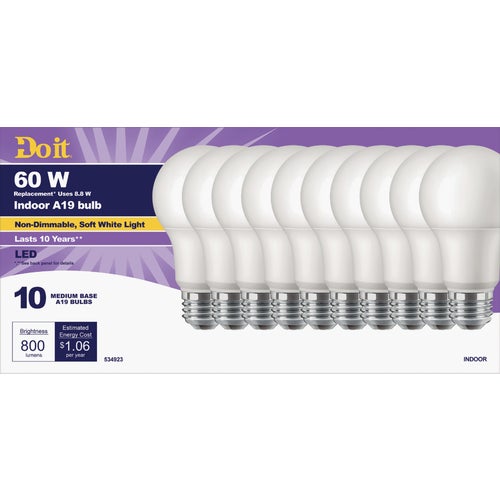 362129 Do it A19 Medium LED Light Bulb, Title 20