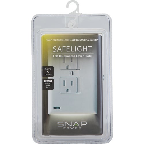 SPSG-100-PXWH SnapPower SafeLight Outlet Wall Plate