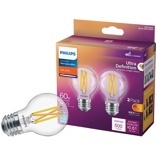 573311 Philips Ultra Definition G16.5 Medium LED Decorative Light Bulb