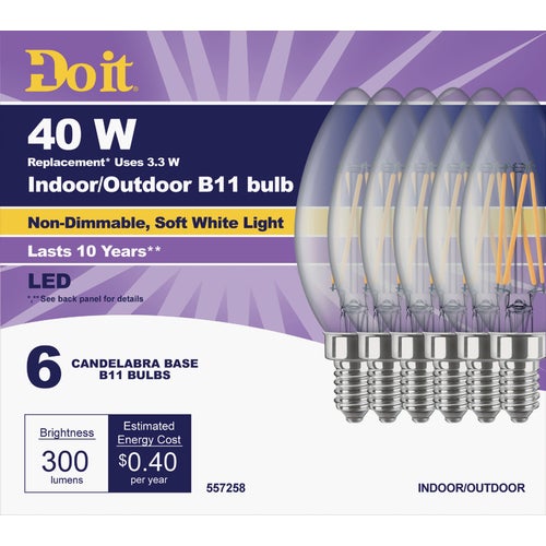 362186 Do it B11 Candelabra LED Decorative Light Bulb, Title 20