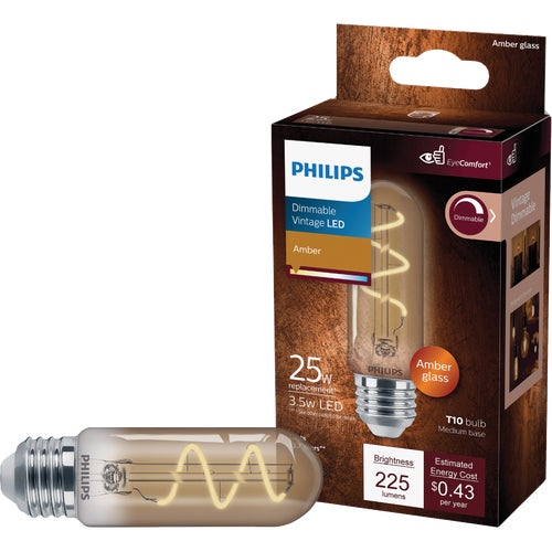 565671 Philips Vintage T10 Medium Amber LED Decorative Light Bulb