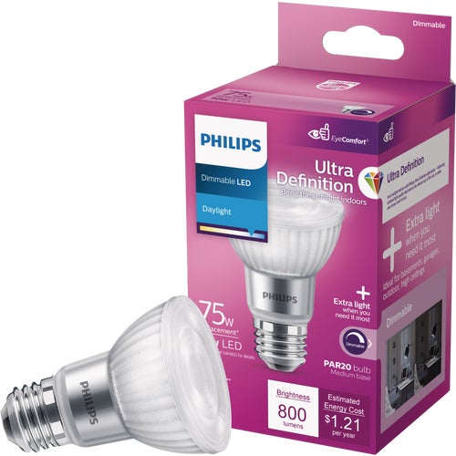 573204 Philips Ultra Definition PAR20 Medium Dimmable LED Floodlight Light Bulb