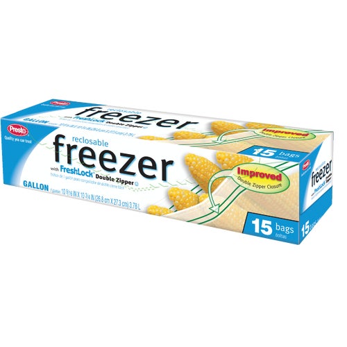 CO3708S Presto Reclosable Double Zipper Freezer Bag