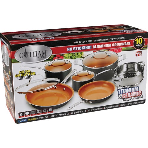 1129 Gotham Steel 10-Piece Aluminum Round Cookware Set