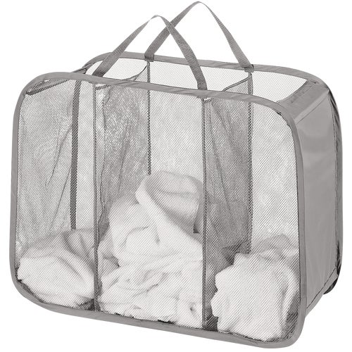 6880-986-PGRAY Whitmor 3-Bin Laundry Hamper