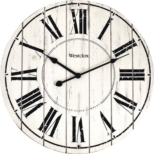 38018 Westclox Whitewash Wood Wall Clock