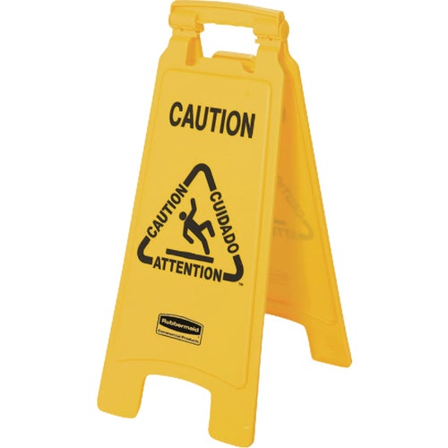 FG611200YEL Rubbermaid Commercial Multilingual Wet Floor Sign