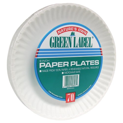 PP9GRAXWH AJM Natures Own Green Label Paper Plates