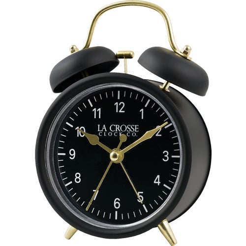 617-3314BG La Crosse Clock Co. Black Twin Bell Alarm Clock