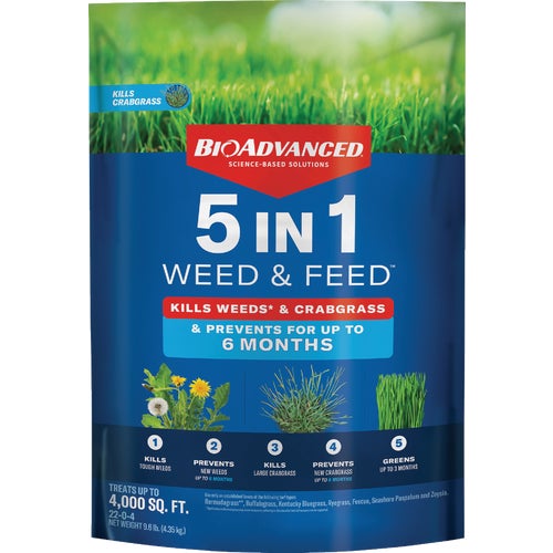 704860L BioAdvanced 5-In-1 Weed & Feed Lawn Fertilizer with Weed Killer