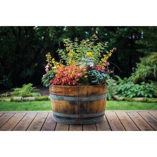 B100 Real Wood Products Half Oak Barrel Planter