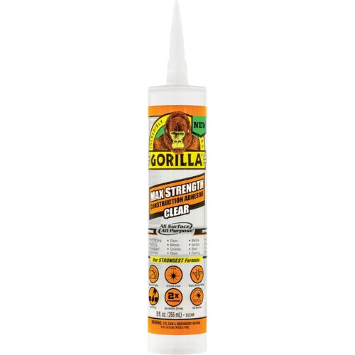 8212302 Gorilla Clear Max Strength Construction Adhesive