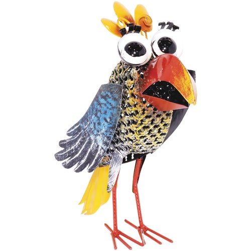 JUM452HH Alpine Quirky Wide-Eyed Yellow Bird Lawn Ornament