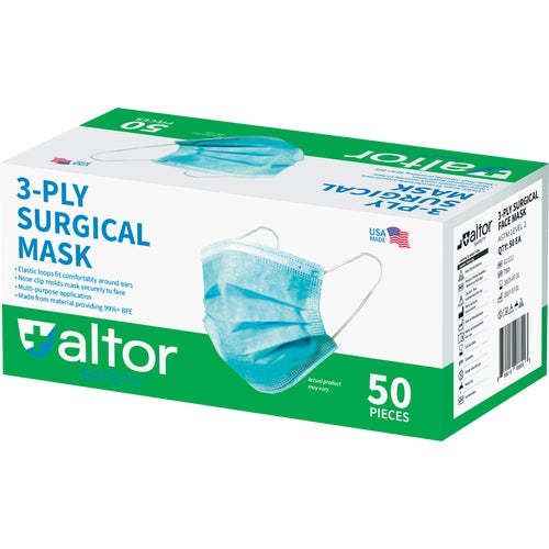 Altor 62222 Safety Disposable 3-Ply Surgical Face Mask (50-Pack) Image