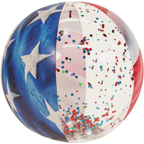 US1786US PoolCandy Glitter Stars & Stripes Beach Ball balls beach