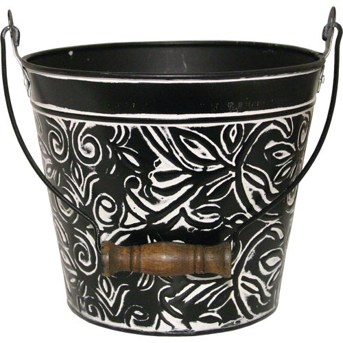 MPT01627 Robert Allen Vintage Banded Metal Planter