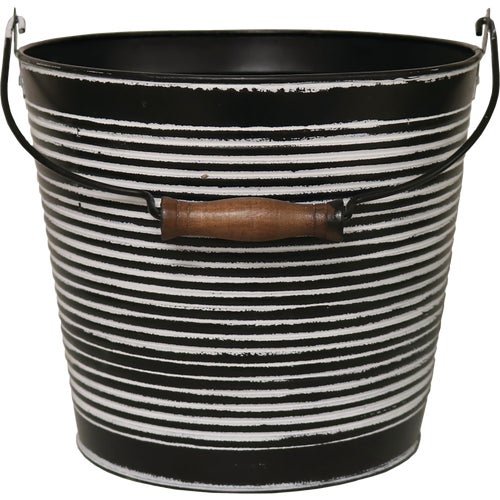 MPT01757 Robert Allen Vintage Banded Metal Planter