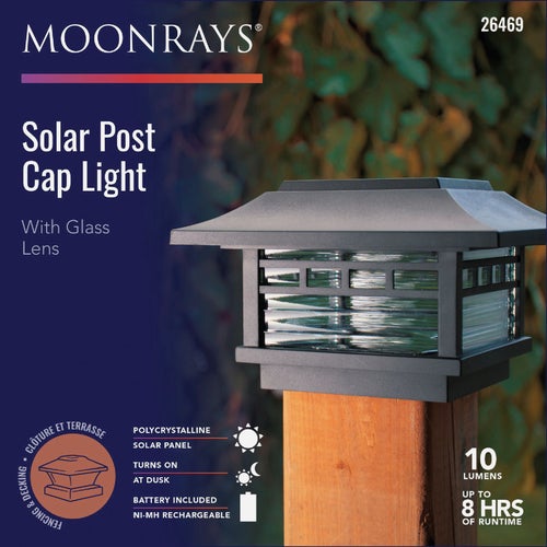 26469 Moonrays Solar Post Cap with Ribbed Glass Lens