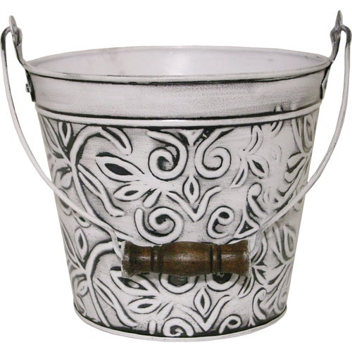 MPT01628 Robert Allen Vintage Banded Metal Planter